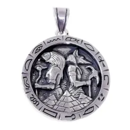 Colgante Egipcio plata Ley 925m amuleto 30 mm. oxidado unisex