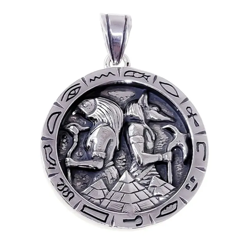 Colgante Egipcio plata Ley 925m amuleto 30 mm. oxidado unisex