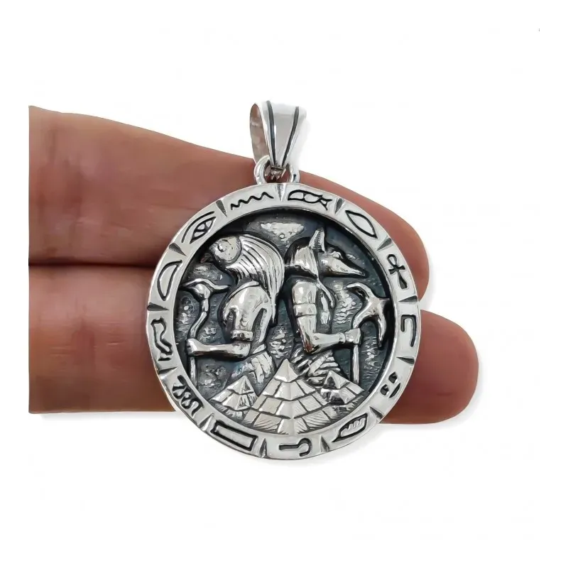 Colgante Egipcio plata Ley 925m amuleto 30 mm. oxidado unisex