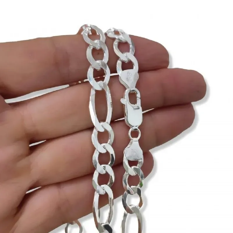 Cadena plata Ley 925m unisex 50 cm. alternada 3x1 ancho 8 mm.