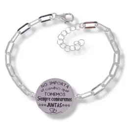 Pulsera plata Ley 925m mujer 17 cm. cadena forzada alargada detalle d