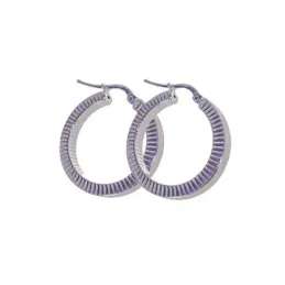 Pendientes plata Ley 925m aros mujer 15 mm. detalle estrías ancho 3 m
