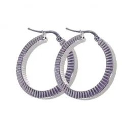 Pendientes plata Ley 925m aros mujer 20 mm. detalle estrías ancho 3 m
