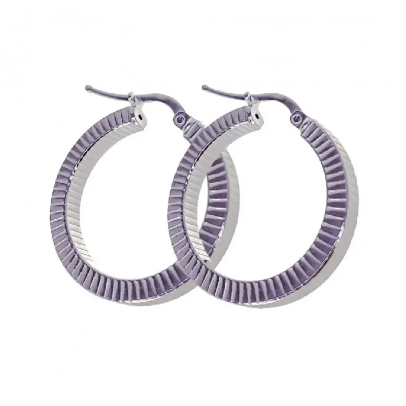 Pendientes plata Ley 925m aros mujer 20 mm. detalle estrías ancho 3 m