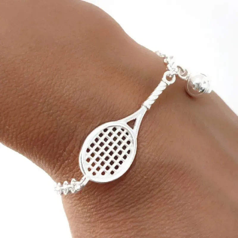 Pulsera plata Ley 925m mujer 17 cm. cadena rolo raqueta tenis centro