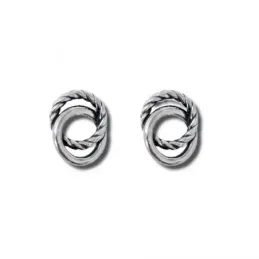 Pendientes plata Ley 925m mujer 10 mm. doble Karma lisos oxidados pre