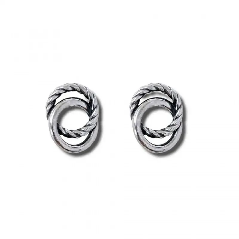 Pendientes plata Ley 925m mujer 10 mm. doble Karma lisos oxidados pre