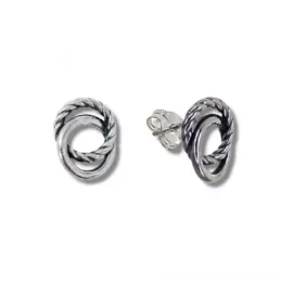Pendientes plata Ley 925m mujer 10 mm. doble Karma lisos oxidados pre