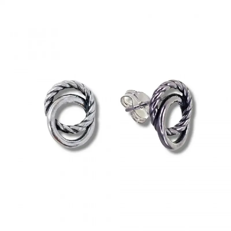 Pendientes plata Ley 925m mujer 10 mm. doble Karma lisos oxidados pre