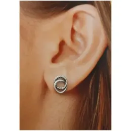Pendientes plata Ley 925m mujer 10 mm. doble Karma lisos oxidados pre