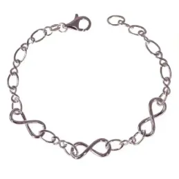 Pulsera plata Ley 925m mujer 19.5 cm. infinitos 17 mm. combinados 7 m
