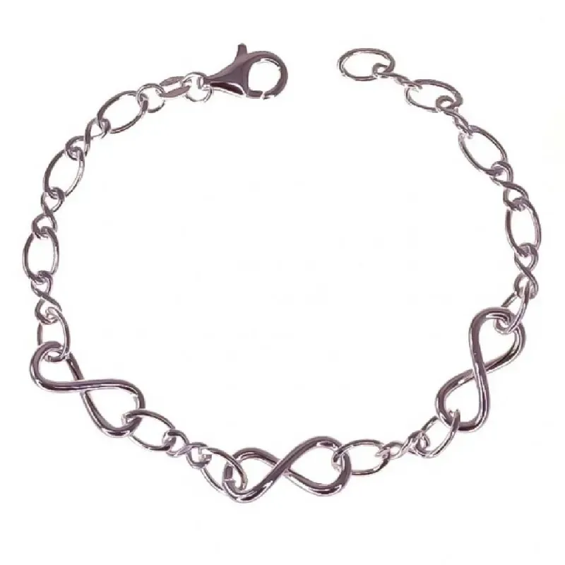 Pulsera plata Ley 925m mujer 19.5 cm. infinitos 17 mm. combinados 7 m