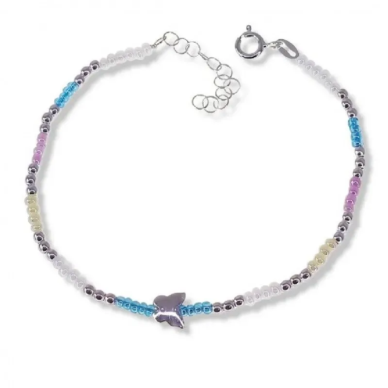 Pulsera plata Ley 925m mujer 16.5 cm. piedras color combinadas detall