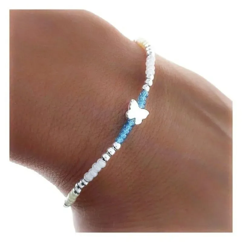 Pulsera plata Ley 925m mujer 16.5 cm. piedras color combinadas detall