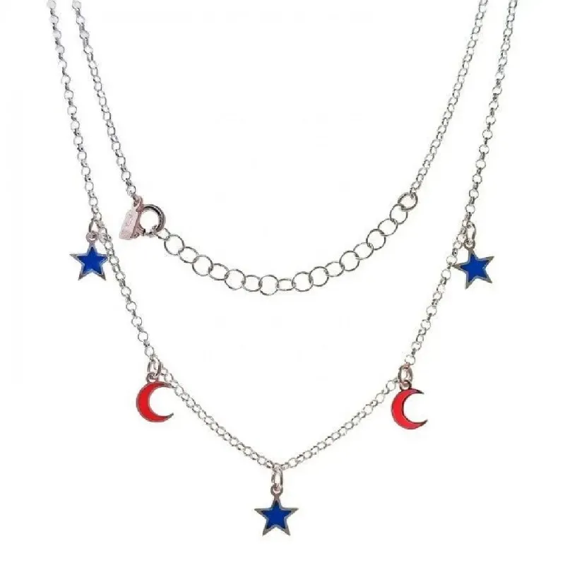Gargantilla plata Ley 925m mujer 38 cm. cadena rolo detalle estrellas