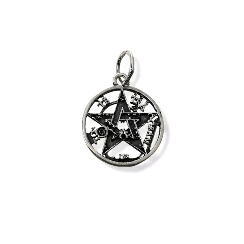 Tetragramatón amuleto colgante plata Ley 925m unisex 15 mm. calado ox