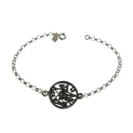 Tetragramatón amuleto pulsera plata Ley 925m unisex 19 cm. cadena rol