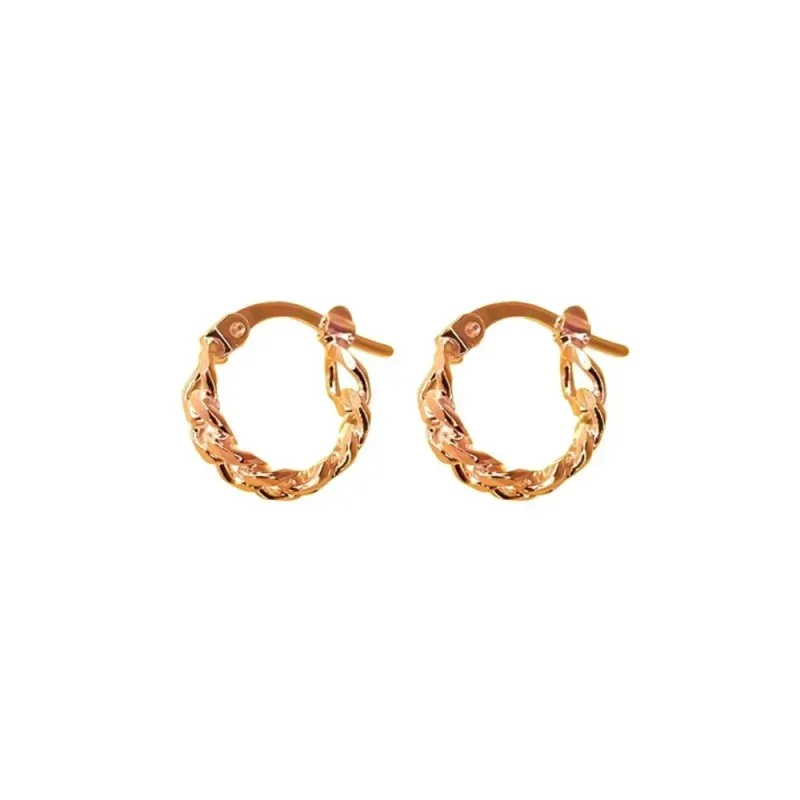 Pendientes aros plata Ley 925m mujer chapados 8 mm. cadena eslabones