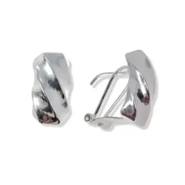 Pendientes plata Ley 925m mujer 17 mm. lisos gallones cierre omega