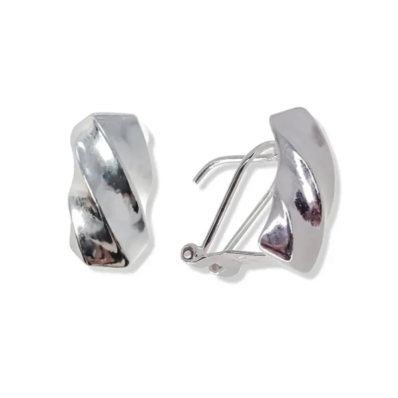 Pendientes plata Ley 925m mujer 17 mm. lisos gallones cierre omega