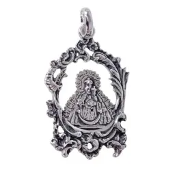 Virgen de la Cabeza colgante plata Ley 925m medalla 34 mm. calada
