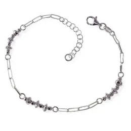 Pulsera plata Ley 925m mujer 17 cm. cadena forzada alargada combinada