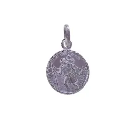 San Cristóbal medalla plata Ley 925m unisex 15 mm. detalle bisel
