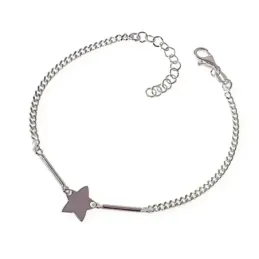 Pulsera plata Ley 925m mujer 16 cm. cadena barbada 2 mm. detalle estr
