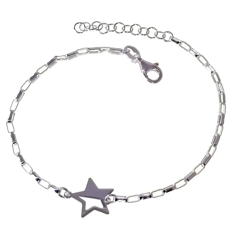 Pulsera plata Ley 925m mujer 17 cm. cadena forzada alargada detalle e