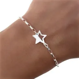 Pulsera plata Ley 925m mujer 17 cm. cadena forzada alargada detalle e