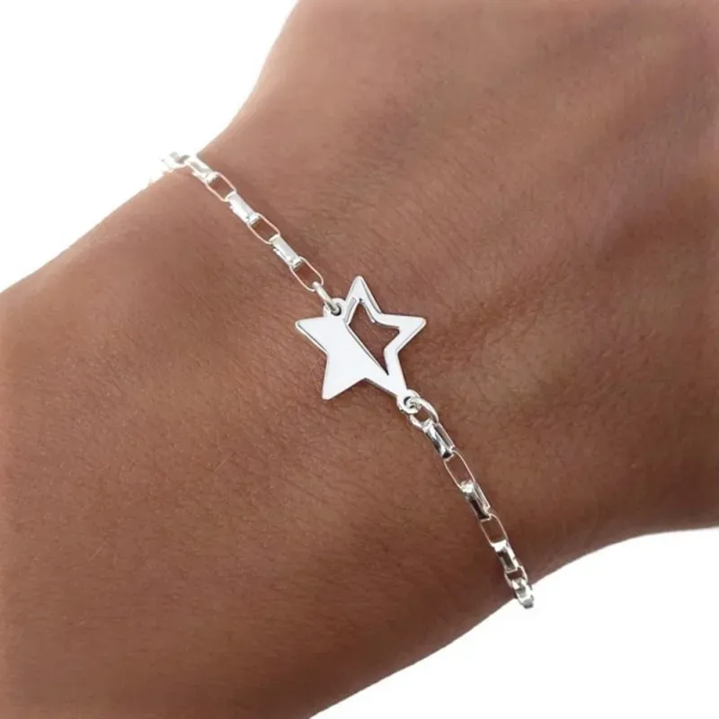 Pulsera plata Ley 925m mujer 17 cm. cadena forzada alargada detalle e