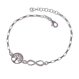 Pulsera plata Ley 925m mujer 17 cm. forzada alargada infinito 15 mm.