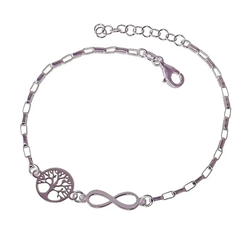 Pulsera plata Ley 925m mujer 17 cm. forzada alargada infinito 15 mm.
