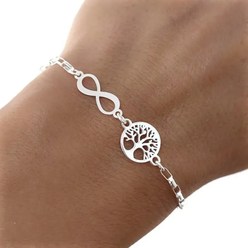 Pulsera plata Ley 925m mujer 17 cm. forzada alargada infinito 15 mm.