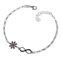 Pulsera plata Ley 925m mujer 17 cm. forzada alargada infinito 15 mm.