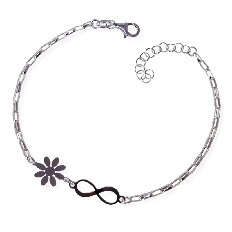 Pulsera plata Ley 925m mujer 17 cm. forzada alargada infinito 15 mm.