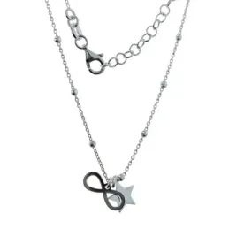 Gargantilla plata Ley 925m mujer 40 cm. cadena combinada bolas colgan