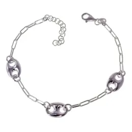 Pulsera plata Ley 925m mujer 17 cm. cadena forzada combinada calabrot