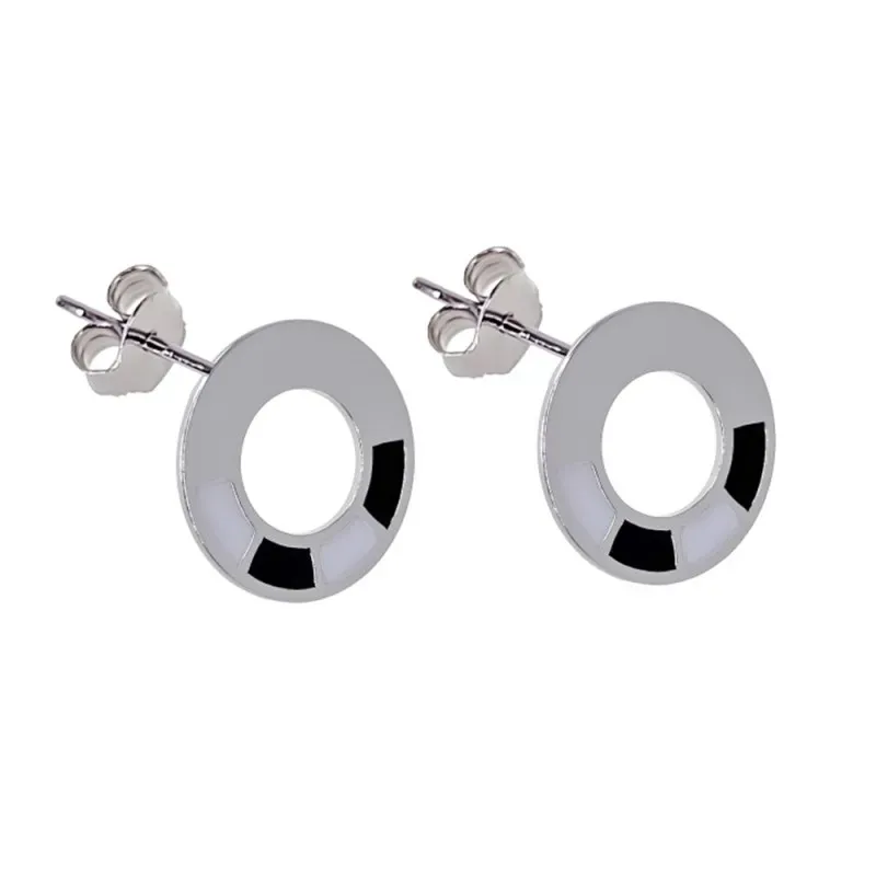 Pendientes plata Ley 925m mujer disco 12 mm. calado centro esmaltado