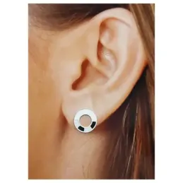 Pendientes plata Ley 925m mujer disco 12 mm. calado centro esmaltado