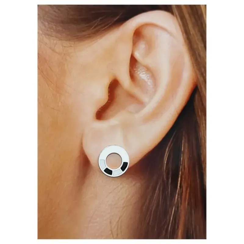 Pendientes plata Ley 925m mujer disco 12 mm. calado centro esmaltado