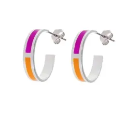 Pendientes aros plata Ley 925m mujer 17 mm. abiertos esmaltados color