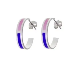 Pendientes aros plata Ley 925m mujer 17 mm. abiertos esmaltados color