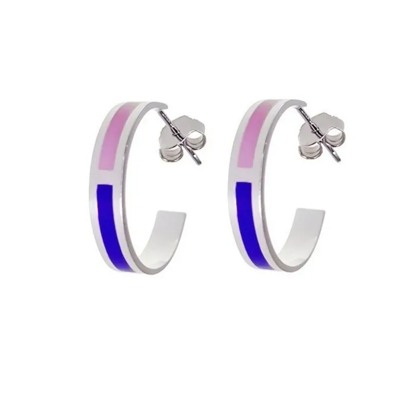 Pendientes aros plata Ley 925m mujer 17 mm. abiertos esmaltados color