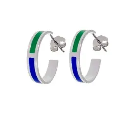Pendientes aros plata Ley 925m mujer 17 mm. abiertos esmaltados color