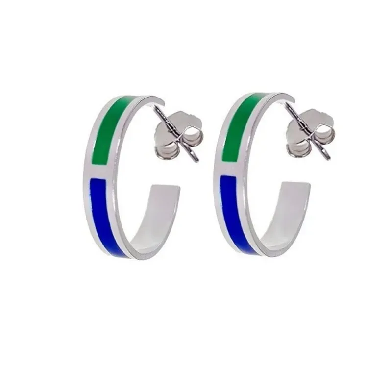 Pendientes aros plata Ley 925m mujer 17 mm. abiertos esmaltados color