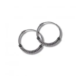 Aros Bali Pendientes Plata Ley 925m mujer 20 mm. oxidados 1.2 mm. gro