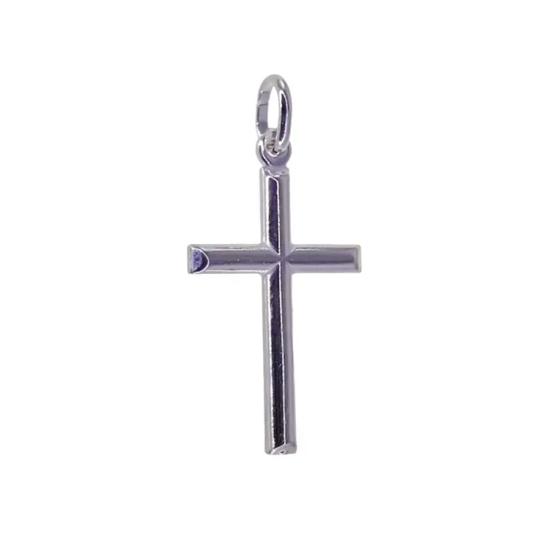 Cruz Colgante Plata Ley 925m unisex 27 mm. lisa redondeada