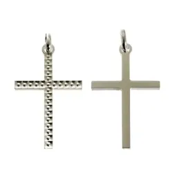 Cruz Colgante Plata Ley 925m unisex 25 mm. doble cara tallada lisa