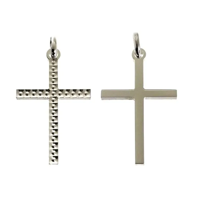 Cruz Colgante Plata Ley 925m unisex 25 mm. doble cara tallada lisa